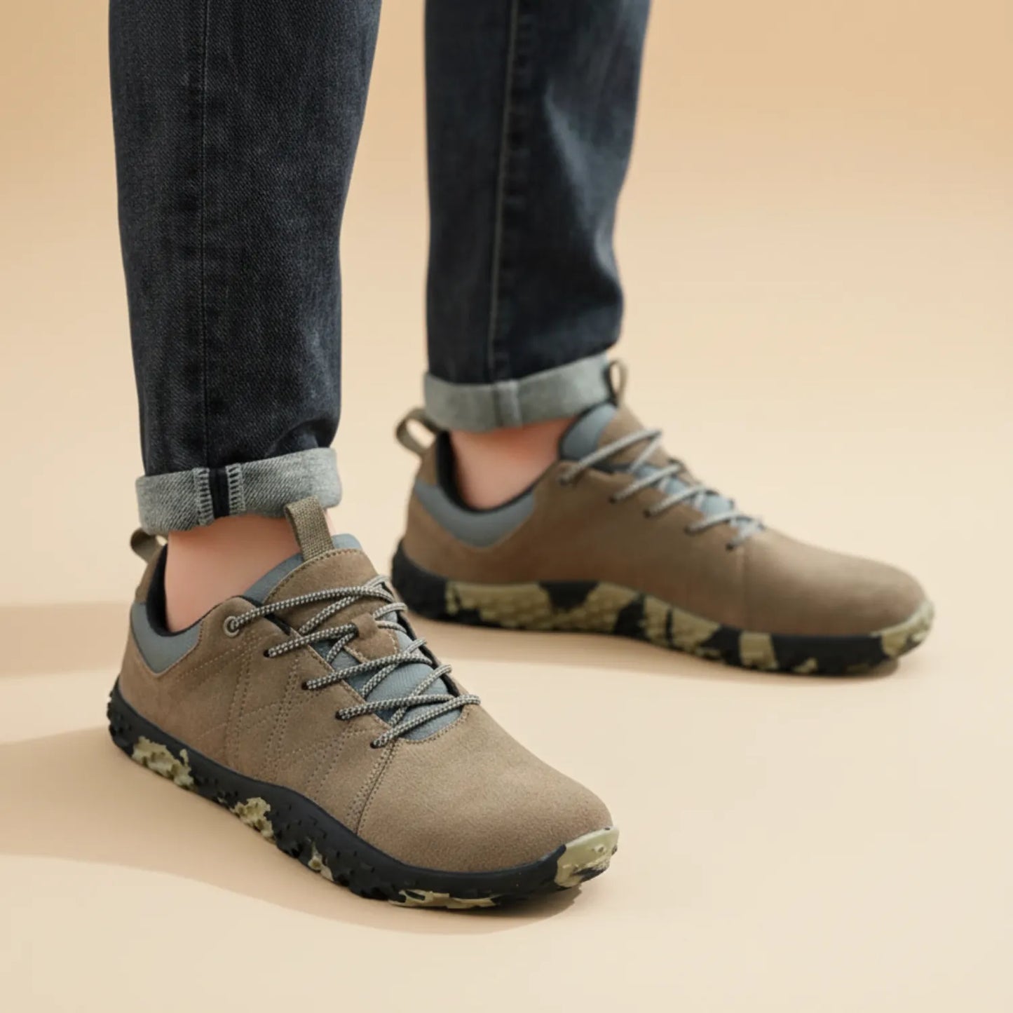 Wide Toe Barefoot Hiking Shoes Khaki 2