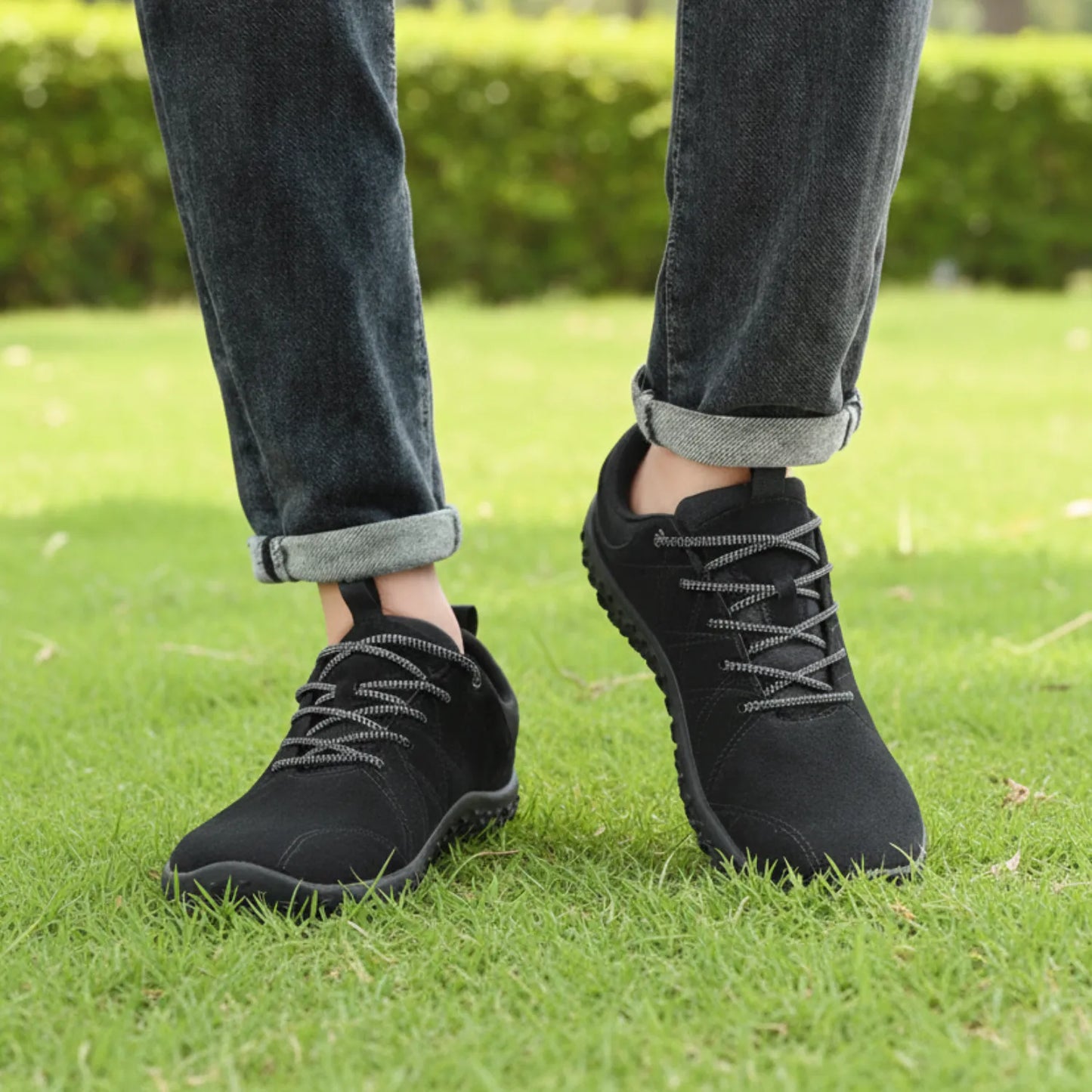 Wide Toe Barefoot Hiking Shoes Black 6