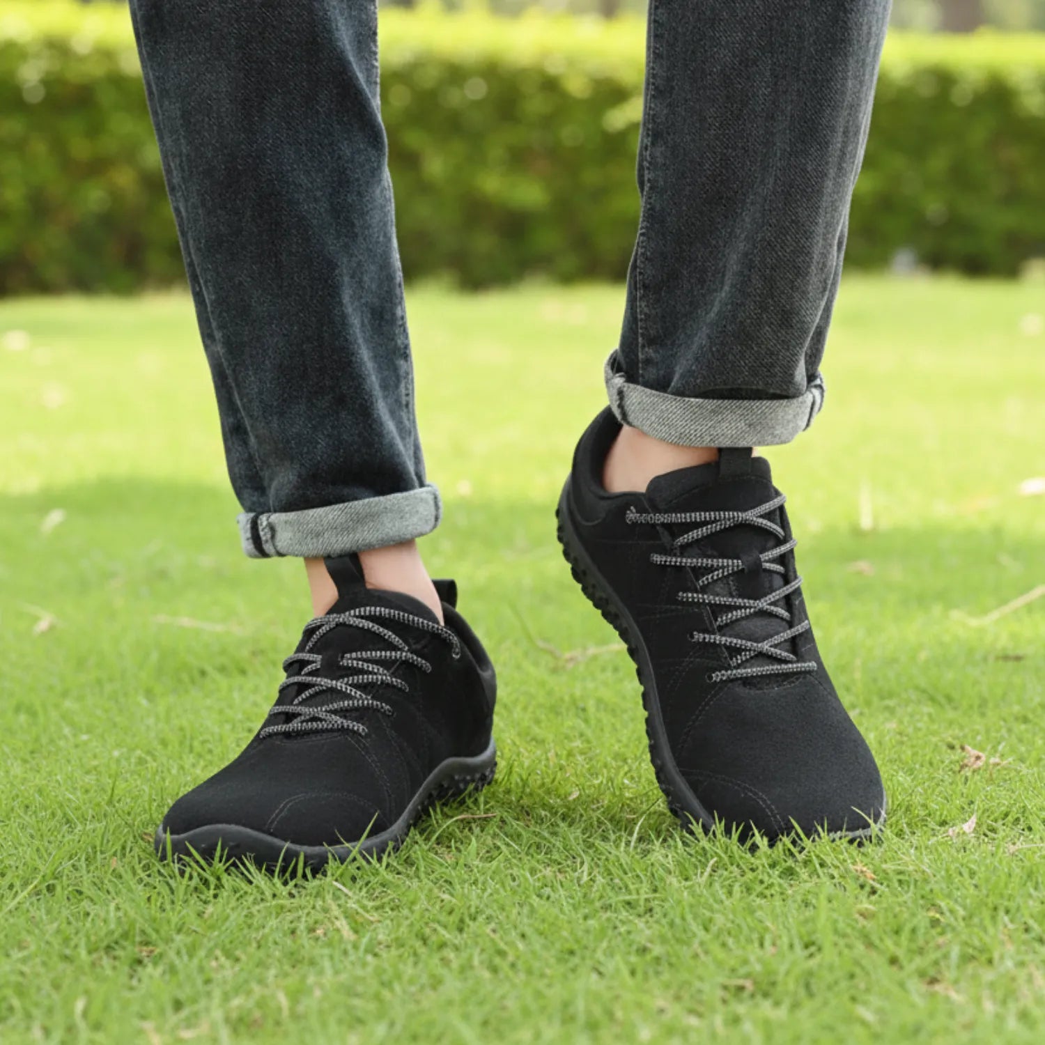 Wide Toe Barefoot Hiking Shoes Black 6