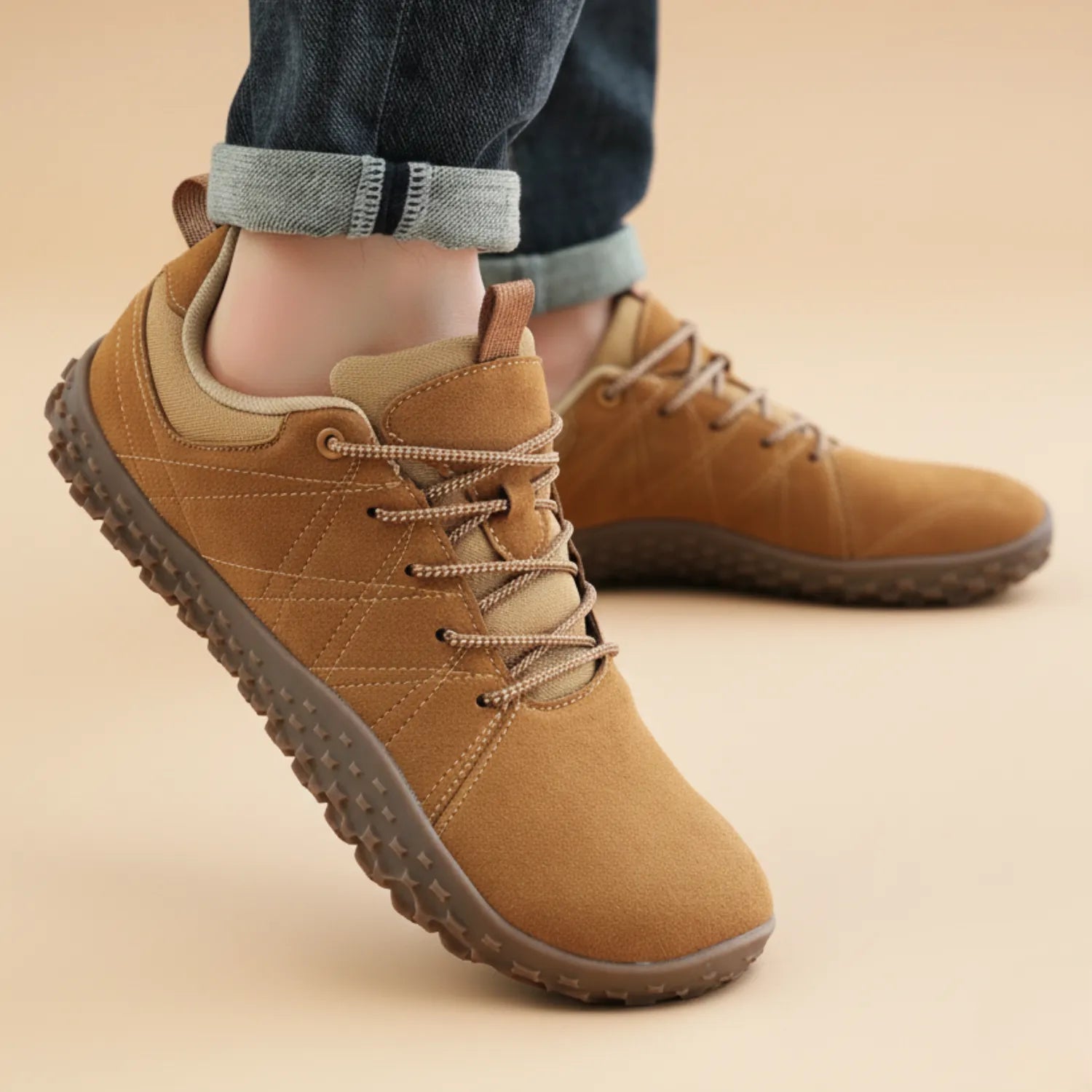 Wide Toe Barefoot Hiking Shoes Chestnut Brown 2